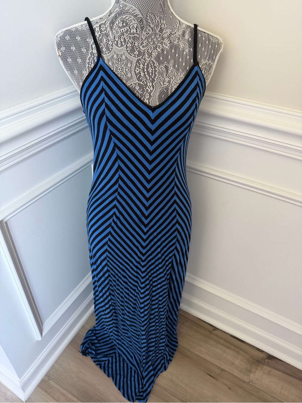 Mossimo Womens Blue Black Print Maxi Dress Size M
